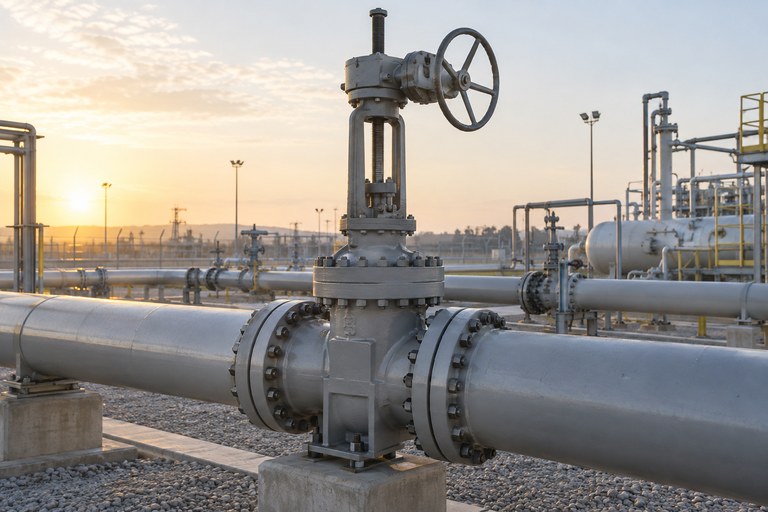 Valvola a saracinesca parallela su pipeline industriale